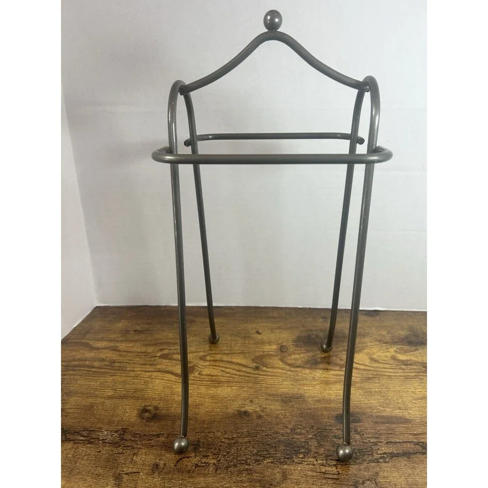 Vintage Style Silver Gray Freestanding 2 Bar Hand Towel Holder Vanity Counter